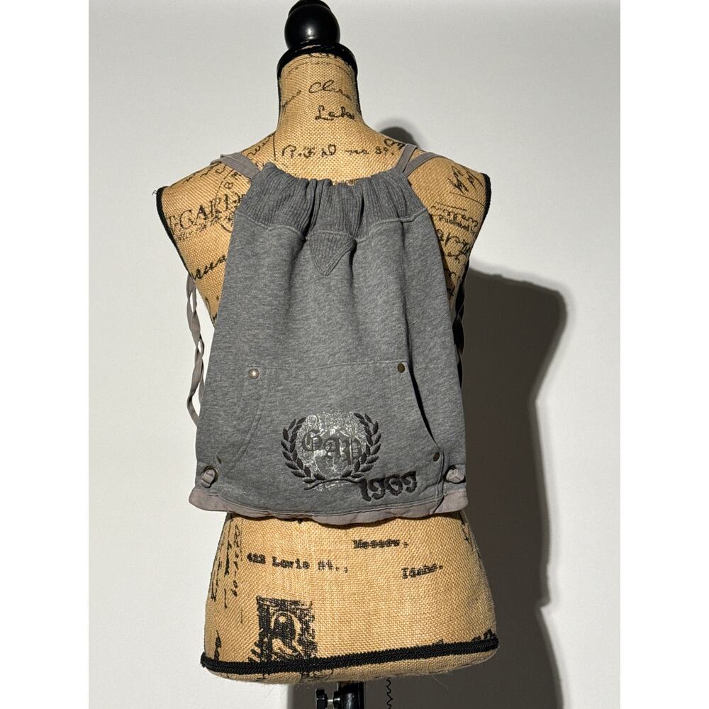 Vintage Y2k Gap Drawstring Cotton Knit Bag Gray
